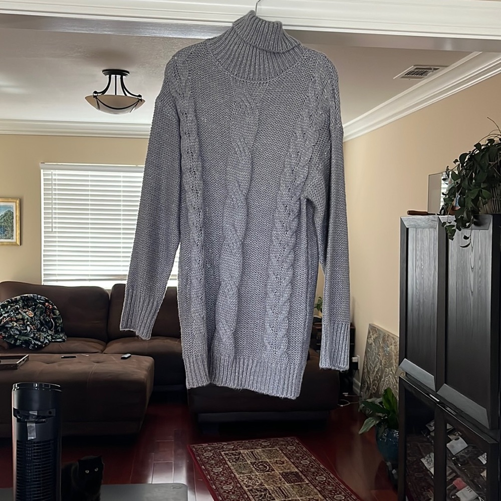 Grey turtleneck sweater dress
